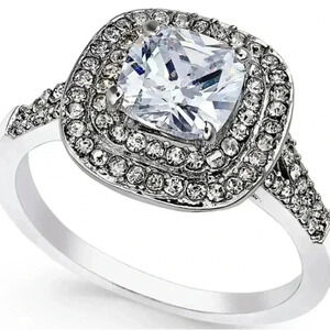 Charter Club Double Halo Crystal Center Ring Size 9